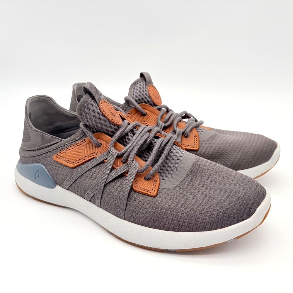 Olukai Mio Li Casual Sneakers Mens Size 8.5 Dark Gray Knit Lace Up Shoes